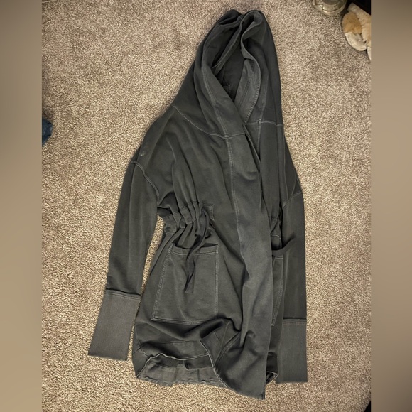 Free People - Grey Studio City Cardigan Jacket with Hoodie - Picture 4 of 6